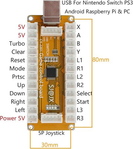 جهاز تحكم في الألعاب SJ@JX Arcade مزود بمنفذ USB ولوحة ألعاب Cherry MX وزر Microswitch و8 اتجاهات لجهاز Nintendo Switch PC PS3 Retropie Raspberry Pi MAME in Saudi Arabia