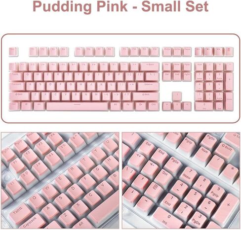 Pudding Dual-Color keycaps, Made of PBT Material, keycap Set with keycap Puller – Full 112-key Set, Transparent and White Jelly Style, Suitable for 61/62/64/68/84/87/104/108 Keyboards. in Saudi Arabia