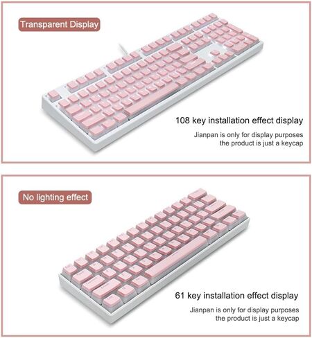 Pudding Dual-Color keycaps, Made of PBT Material, keycap Set with keycap Puller – Full 112-key Set, Transparent and White Jelly Style, Suitable for 61/62/64/68/84/87/104/108 Keyboards. in Saudi Arabia