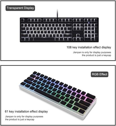 Pudding Dual-Color keycaps, Made of PBT Material, keycap Set with keycap Puller – Full 112-key Set, Transparent and White Jelly Style, Suitable for 61/62/64/68/84/87/104/108 Keyboards. in Saudi Arabia