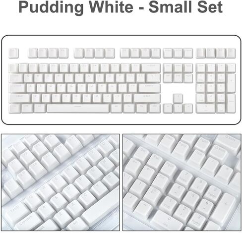 Pudding Dual-Color keycaps, Made of PBT Material, keycap Set with keycap Puller – Full 112-key Set, Transparent and White Jelly Style, Suitable for 61/62/64/68/84/87/104/108 Keyboards. in Saudi Arabia