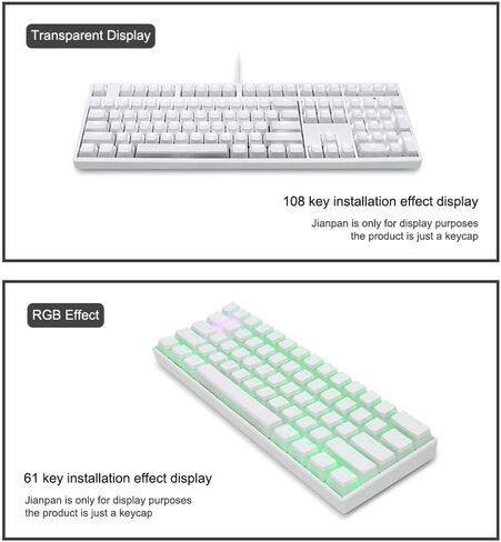 Pudding Dual-Color keycaps, Made of PBT Material, keycap Set with keycap Puller – Full 112-key Set, Transparent and White Jelly Style, Suitable for 61/62/64/68/84/87/104/108 Keyboards. in Saudi Arabia