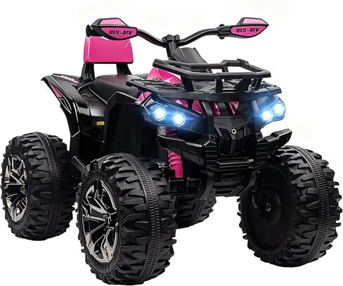 Aosom 12V Kids Ride on ATV، 4 عجلات للأطفال مع إطارات مداس، سيارة كهربائية رباعية مع موسيقى، USB، MP3 ومصابيح أمامية للأولاد والبنات، أحمر in Saudi Arabia