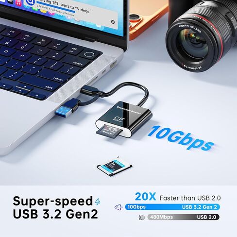قارئ بطاقات CFExpress من النوع A مع USB 3.2 (الجيل 2) بسرعة 10 جيجابت في الثانية، ومحول USB-C وUSB-A 2 في 1 من النوع A CFexpress، وقارئ بطاقات CF Express من النوع A متوافق مع أنظمة التشغيل Windows/Mac/Linux/Android (ليس لبطاقة XQD) in Kuwait
