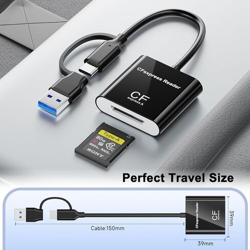 قارئ بطاقات CFExpress من النوع A مع USB 3.2 (الجيل 2) بسرعة 10 جيجابت في الثانية، ومحول USB-C وUSB-A 2 في 1 من النوع A CFexpress، وقارئ بطاقات CF Express من النوع A متوافق مع أنظمة التشغيل Windows/Mac/Linux/Android (ليس لبطاقة XQD) in Kuwait