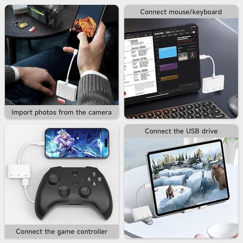 قارئ بطاقة SD لجهاز iPhone iPad، قارئ بطاقة SD عالي السرعة لجهاز iPhone 15/16/17، محول iPhone محمول مع منفذ SD Micro لهواتف Android والأجهزة اللوحية والمزيد من الأجهزة من النوع c لا يتطلب برنامج تشغيل التطبيق in Kuwait
