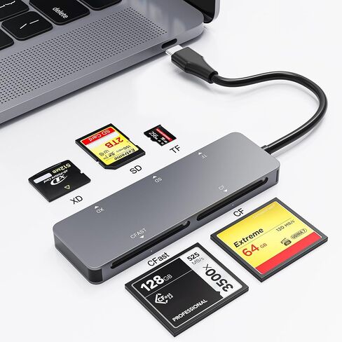 قارئ بطاقات CFast 2.0، قارئ بطاقات ذاكرة 5 في 1، قارئ بطاقات USB-C بسرعة 5 جيجابت في الثانية لقرص San Disk وبطاقة Sony وTranscend وLexar وقراءة 5 بطاقات لبطاقة Cfast/SD/CF/XD/TF في وقت واحد in Saudi Arabia