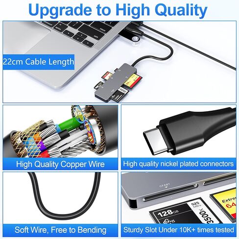 CFast 2.0 Card Reader, 5 in 1 Memory Card Reader, 5Gbps USB-C CFast Card Reader for San Disk, Sony Card, Transcend, Lexar, Read 5 Cards for Cfast/SD/CF/XD/TF Card Simultaneously in Saudi Arabia