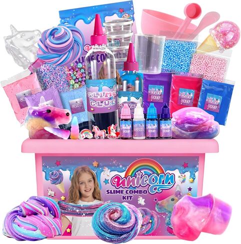 Zonfrto Mini Unicorn Slime Kit for Girls ، Glimmer Crunchy Slime ، Butter Slime ، Galaxy Slime for Kids 6-12 ، Party Favors for Childrens in Saudi Arabia