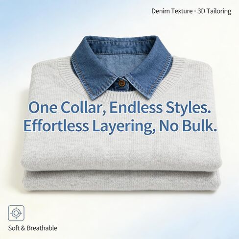 Denim False Collar for Women – The Ultimate Layering Essential for Women, Versatile Detachable Denim False Collar in Saudi Arabia