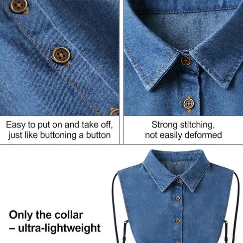 Denim False Collar for Women – The Ultimate Layering Essential for Women, Versatile Detachable Denim False Collar in Saudi Arabia