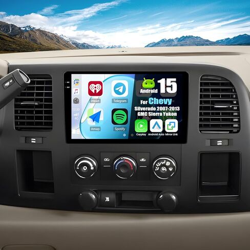 [4G+128G] Android 15 Car Radio for Chevy Silverado 2007-2013 GMC Sierra Yukon with Wireless CarPlay Android Auto,10.1" Touchscreen Car Stereo with WiFi GPS,Bluetooth,FM/RDS SWC EQ+Backup Camera in Saudi Arabia