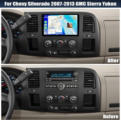 [4G+128G] Android 15 Car Radio for Chevy Silverado 2007-2013 GMC Sierra Yukon with Wireless CarPlay Android Auto,10.1" Touchscreen Car Stereo with WiFi GPS,Bluetooth,FM/RDS SWC EQ+Backup Camera in Saudi Arabia