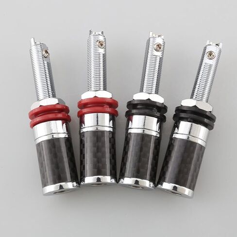 HiFi Speaker Binding Post Rhodium-Plated Copper Hi-end Speaker Banana Plug Socket Terminals Screw Locking Audiophile Banana Jack Connectors, for Thick Baffle/HiFi Speakers (2 Pairs/4 Pcs) in Saudi Arabia