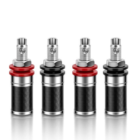 HiFi Speaker Binding Post Rhodium-Plated Copper Hi-end Speaker Banana Plug Socket Terminals Screw Locking Audiophile Banana Jack Connectors, for Thick Baffle/HiFi Speakers (2 Pairs/4 Pcs) in Saudi Arabia