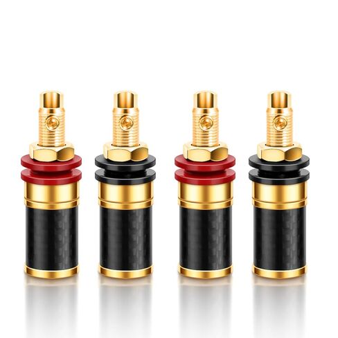 HiFi Speaker Binding Post Rhodium-Plated Copper Hi-end Speaker Banana Plug Socket Terminals Screw Locking Audiophile Banana Jack Connectors, for Thick Baffle/HiFi Speakers (2 Pairs/4 Pcs) in Saudi Arabia