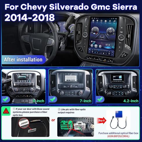 12.1" Radio Upgrade for Chevy Silverado GMC Sierra 2014-2018 8Core Sierra Stereo Android 13 T-Style Vertical Screen Headunit Wireless CarPlay Android Auto GPS 48EQ Backup Camera Mic,4+64G in Saudi Arabia