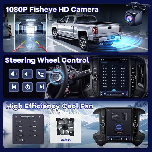 12.1" Radio Upgrade for Chevy Silverado GMC Sierra 2014-2018 8Core Sierra Stereo Android 13 T-Style Vertical Screen Headunit Wireless CarPlay Android Auto GPS 48EQ Backup Camera Mic,4+64G in Saudi Arabia