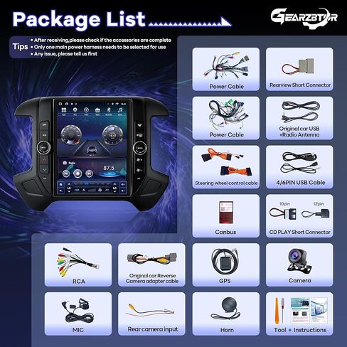 12.1" Radio Upgrade for Chevy Silverado GMC Sierra 2014-2018 8Core Sierra Stereo Android 13 T-Style Vertical Screen Headunit Wireless CarPlay Android Auto GPS 48EQ Backup Camera Mic,4+64G in Saudi Arabia