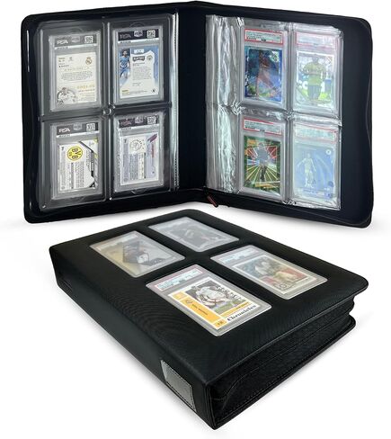 EVORETRO - Premium Card Slab Binder with Display Window – Fits 36 Graded Cards | Black Zip Binder for PSA, CGC, CSG, One Touch Slabs | 360° Protection | Trading Card Storage Case in Kuwait