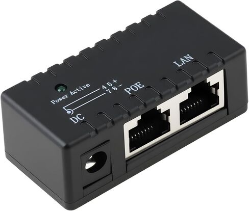 POE Injector DC5521 48V 0.5A for 12V 24V 48V Ethernet Power Supply Black in Saudi Arabia