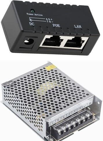 POE Injector DC5521 48V 0.5A for 12V 24V 48V Ethernet Power Supply Black in Saudi Arabia