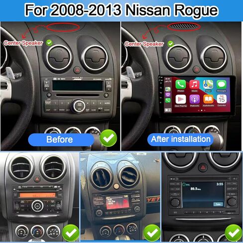 راديو سيارة 2+64 جيجا لسيارة Nissan Rogue 9 بوصة تعمل باللمس 2007-2015 ستيريو، Carplay لاسلكي/Andriod Auto/Bluetooth/WiFi //EQ Audio/AM/FM/ملاحة/كاميرا AHD in Saudi Arabia