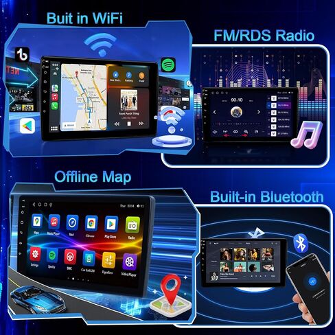راديو سيارة 2+64 جيجا لسيارة Nissan Rogue 9 بوصة تعمل باللمس 2007-2015 ستيريو، Carplay لاسلكي/Andriod Auto/Bluetooth/WiFi //EQ Audio/AM/FM/ملاحة/كاميرا AHD in Saudi Arabia