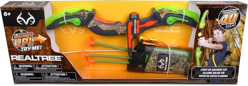 NKOK RealTree: مجموعة الرماية المضيئة مقاس 24.5 بوصة - أخضر - مع جعبة، #25020، يمكن للسهام إطلاق ما يصل إلى 40 قدمًا، وتتضمن 3 أسهم وهدف، وأنماط مضيئة ووامضة، مرخصة رسميًا، للأطفال من سن 6 سنوات فما فوق in Saudi Arabia