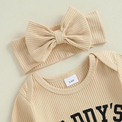 Baby Girl My First Valentines Romper Outfit Ribbed Long Sleeve One Piece Jumpsuit Headband 2Pcs Clothes Set in Saudi Arabia