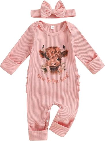 Baby Girl My First Valentines Romper Outfit Ribbed Long Sleeve One Piece Jumpsuit Headband 2Pcs Clothes Set in Saudi Arabia