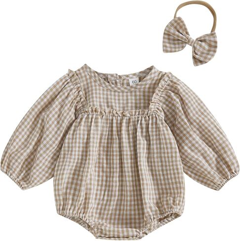 Infant Baby Girl Romper Newborn Clothes Winter Spring Jumpsuit with Headband 2Pcs Outfits 3 6 9 12 18 Months in Saudi Arabia