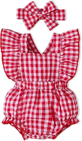 Baby Girl Clothes Newborn Girl Outfit Ruffle Sleeve Romper Bodysuit Headband 0-18 Month 2PCS Summer in Saudi Arabia