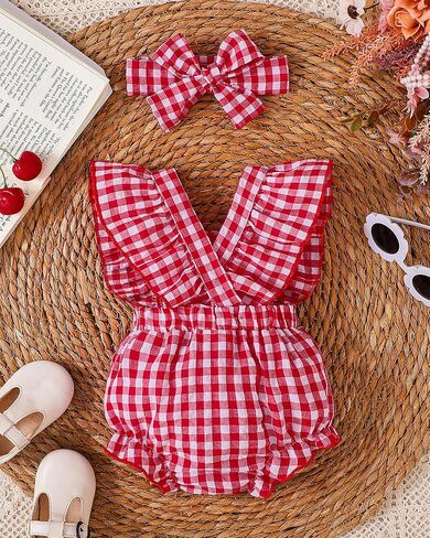 Baby Girl Clothes Newborn Girl Outfit Ruffle Sleeve Romper Bodysuit Headband 0-18 Month 2PCS Summer in Saudi Arabia