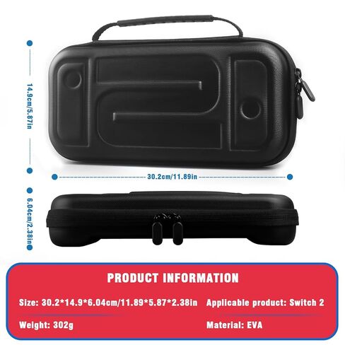 VGBUS Carrying Case for Nintendo Switch 2 2025, Protective Hard Shell Case with 15 Game Card Slots, Portable Travel Bag for Switch 2 Console and Accessories (Black) in Saudi Arabia