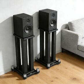 A Pair of Bookshelf Speaker Stands, Surround Sound Systems Speaker Stand with Double Base, Enhanced Listening Experience Satellite Speaker Stands for Home Theater and Studio Audio (Black,19.6in) in Saudi Arabia