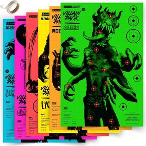 أهداف إطلاق النار الشريرة من MASANI - 12 حزمة من الأهداف الورقية - 2X كل وحش - داخلي/خارجي، متعة نطاق الفناء الخلفي لجميع مسدسات BB والمسدسات والبندقية والقوس والنشاب والرماية والكريات وبنادق Airsoft - 12 × 18 بوصة in Kuwait