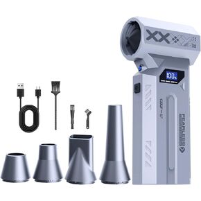 منفضة هواء قابلة لإعادة الشحن، منفضة هواء مضغوطة 120000 دورة في الدقيقة مع إضاءة LED، منفاخ صغير لاسلكي 4 تروس قابل للتعديل، منفضة هواء كهربائية 180 جيجا ضغط الرياح للوحة المفاتيح والكمبيوتر الشخصي للسيارة في الهواء الطلق in Kuwait