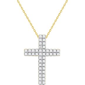 IGI Certified 1 Carat Lab Grown Diamond Cross Necklace (VS2-SI1 Clarity, F-G Color) Sterling Silver - 18 Inch Chain in Saudi Arabia