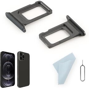 2PCS SIM Card Tray for iPhone 12 Pro/12 Pro Max SIM Card Slot Holder Replacement for iPhone 12 Pro/12 Pro Max with Open Eject Pin(Black) in Saudi Arabia