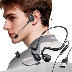 USB Headset with Mic for PC Gaming,Open Ear Headphones for Long Wear Comfort, Computer Headset with Noise Canceling Boom Mic & Stereo Sound for Laptop, Streaming, MS Teams, Call Center & More (Black) in Saudi Arabia