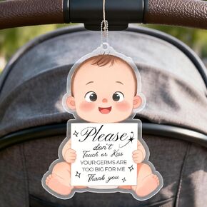 Please Do Not Touch Or Kiss Baby Sign, Please Dont Touch Baby Sign, 6.1 × 4.72 Inch Acrylic Baby Sign, Cute Baby Shaped Do Not Touch Sign for Car Seat Stroller Newborn Safety in Saudi Arabia