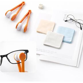 2 مشبك منظف نظارات محمول و6 مناديل من الألياف الدقيقة، أداة تنظيف سريعة للنظارات والظلال in Kuwait