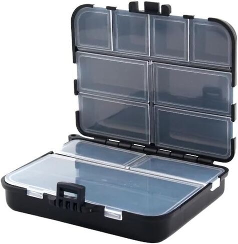 Mini Plastic Tackle Box,12 Grids Fishing Accessories Organizer, Outdoor Fishing Storage Containers,Portable Tackle Box (Black) in Saudi Arabia