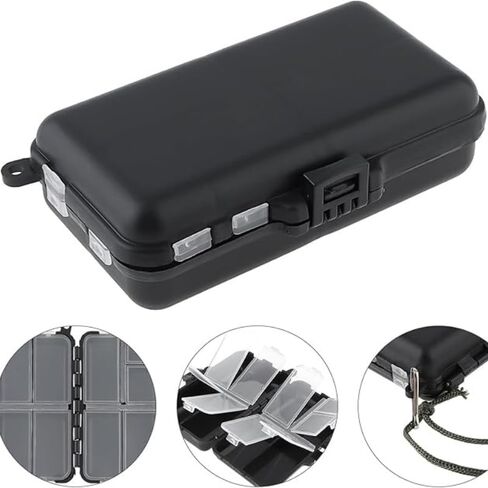 Mini Plastic Tackle Box,12 Grids Fishing Accessories Organizer, Outdoor Fishing Storage Containers,Portable Tackle Box (Black) in Saudi Arabia