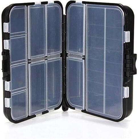 Mini Plastic Tackle Box,12 Grids Fishing Accessories Organizer, Outdoor Fishing Storage Containers,Portable Tackle Box (Black) in Saudi Arabia