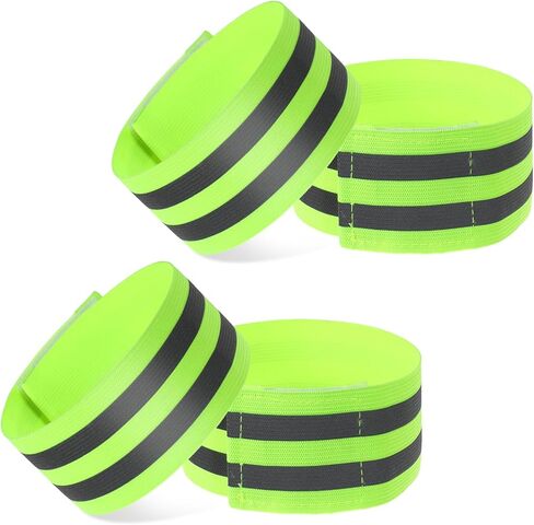 4 Pcs High Visibility Reflective Bands, Elastic Reflective Arm Band Adjustable Armbands Arm Wrist Ankle Bands Safety Straps for Night Running, Walking, Cycling in Saudi Arabia