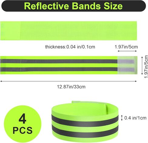 4 Pcs High Visibility Reflective Bands, Elastic Reflective Arm Band Adjustable Armbands Arm Wrist Ankle Bands Safety Straps for Night Running, Walking, Cycling in Saudi Arabia