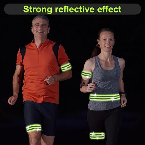 4 Pcs High Visibility Reflective Bands, Elastic Reflective Arm Band Adjustable Armbands Arm Wrist Ankle Bands Safety Straps for Night Running, Walking, Cycling in Saudi Arabia