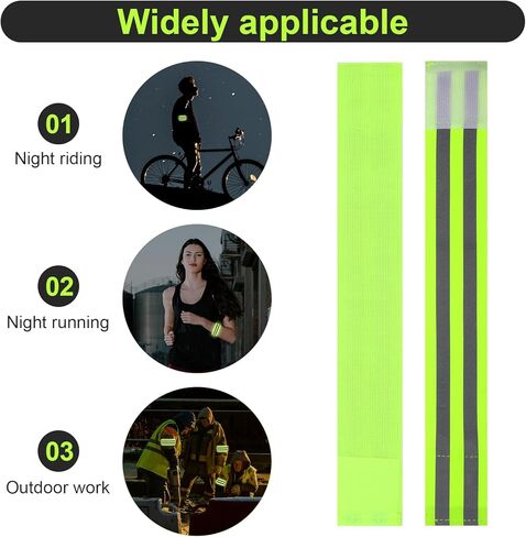 4 Pcs High Visibility Reflective Bands, Elastic Reflective Arm Band Adjustable Armbands Arm Wrist Ankle Bands Safety Straps for Night Running, Walking, Cycling in Saudi Arabia